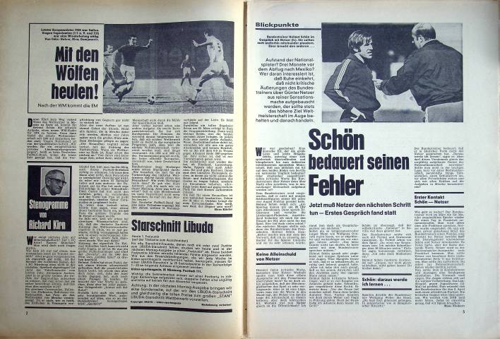 Inhaltsverzeichnis Kicker 15/1970