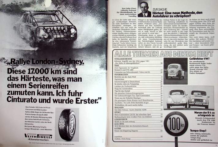 Inhaltsverzeichnis Autozeitung 15/1971