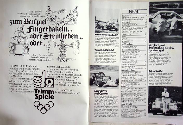 Inhaltsverzeichnis Autozeitung 15/1972