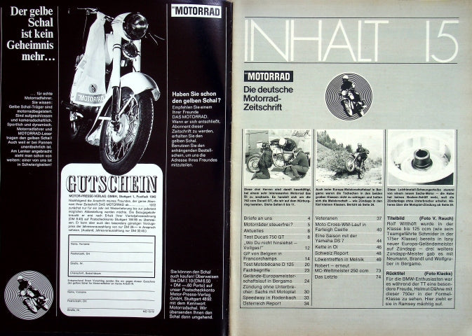 Inhaltsverzeichnis Motorrad 15/1972