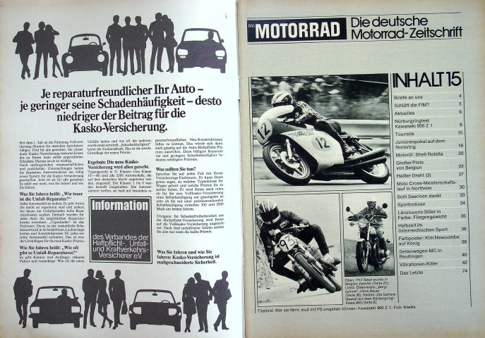 Inhaltsverzeichnis Motorrad 15/1973