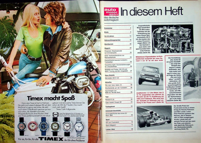 Inhaltsverzeichnis Auto Motor und Sport 15/1974