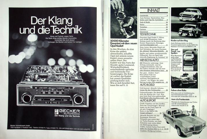 Inhaltsverzeichnis Autozeitung 15/1974