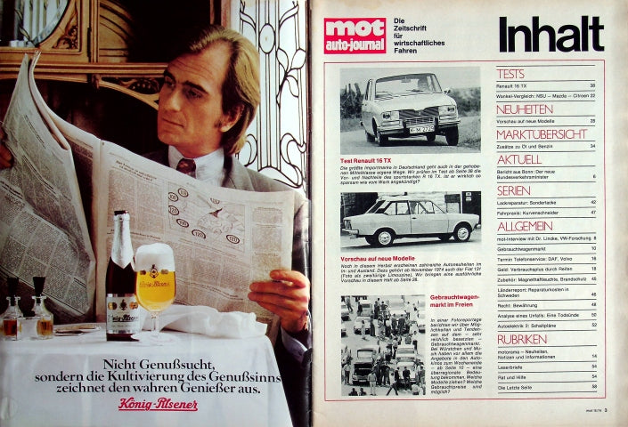 Inhaltsverzeichnis MOT 15/1974