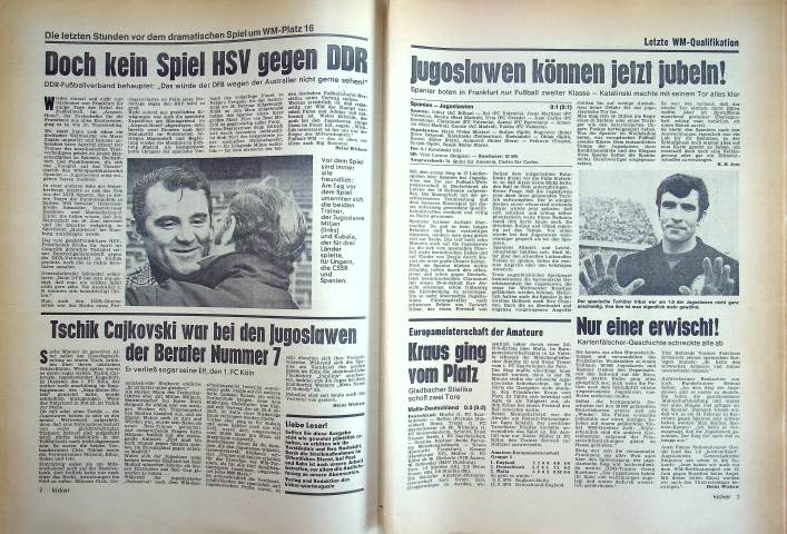 Inhaltsverzeichnis Kicker 15/1974