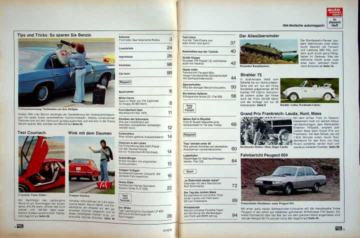 Inhaltsverzeichnis Auto Motor und Sport 15/1975