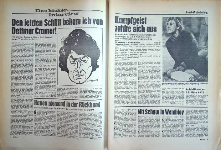 Inhaltsverzeichnis Kicker 15/1975