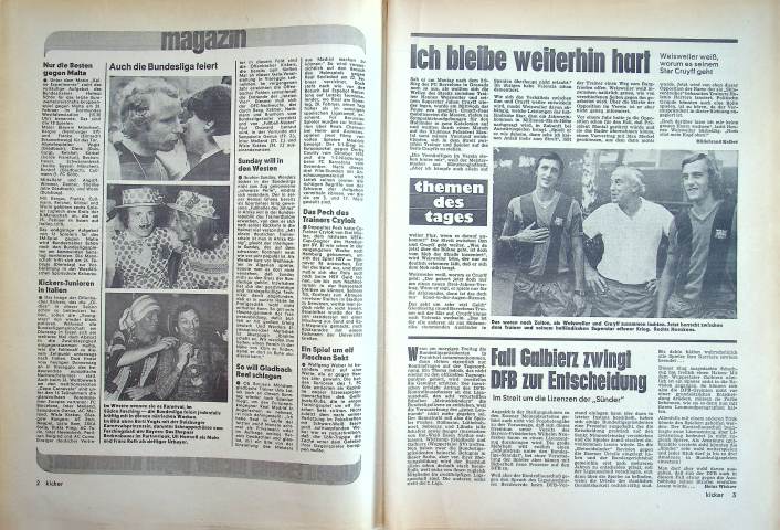 Inhaltsverzeichnis Kicker 15/1976
