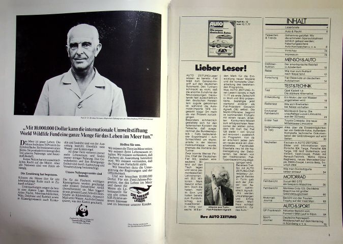 Inhaltsverzeichnis Autozeitung 15/1977