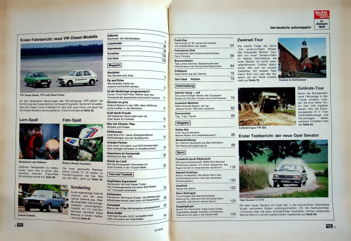Inhaltsverzeichnis Auto Motor und Sport 15/1978