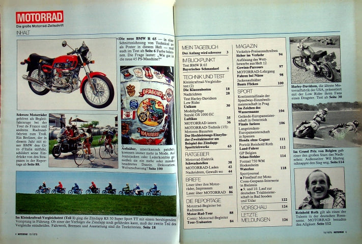 Inhaltsverzeichnis Motorrad 15/1978