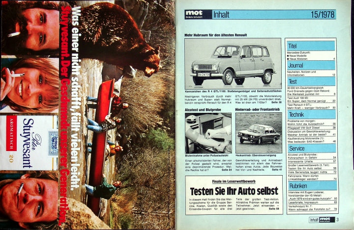 Inhaltsverzeichnis MOT 15/1978