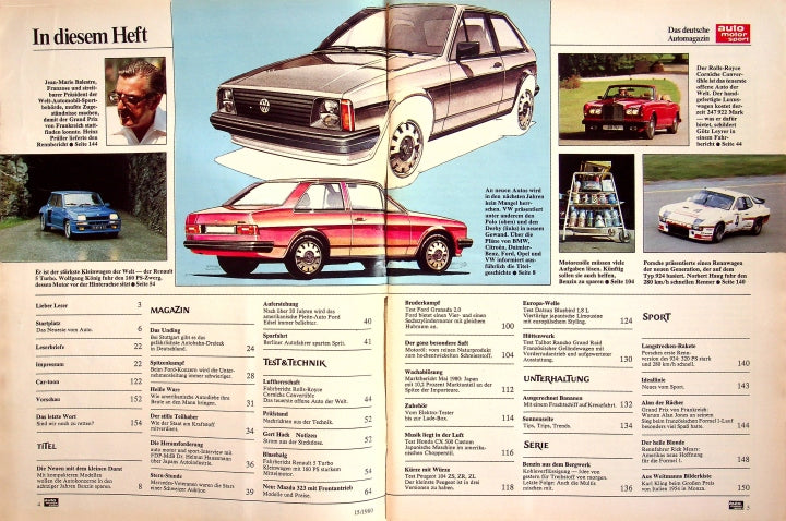 Inhaltsverzeichnis Auto Motor und Sport 15/1980