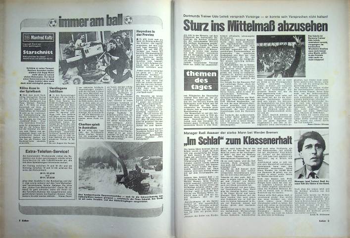 Inhaltsverzeichnis Kicker 15/1980