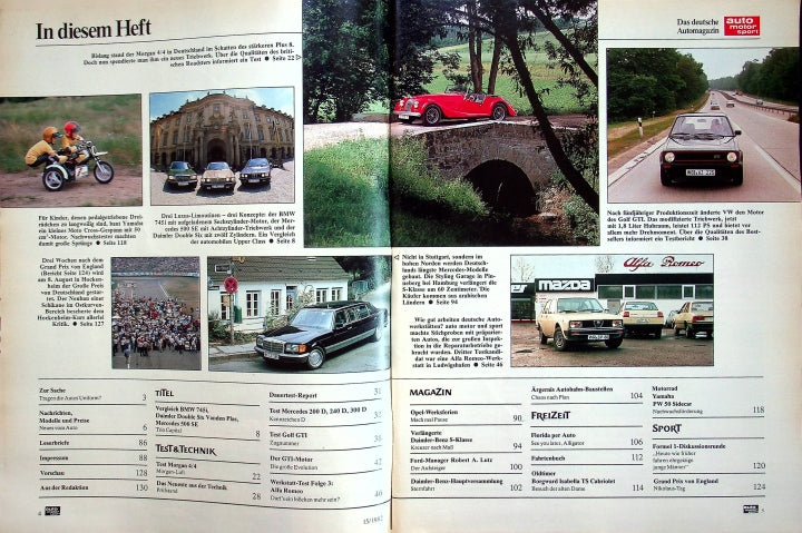 Inhaltsverzeichnis Auto Motor und Sport 15/1982