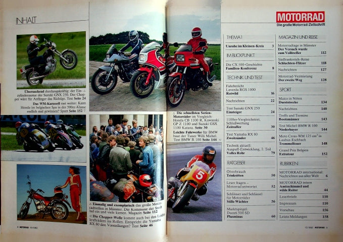 Inhaltsverzeichnis Motorrad 15/1982
