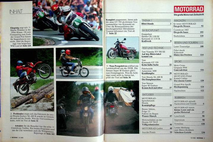 Inhaltsverzeichnis Motorrad 15/1983