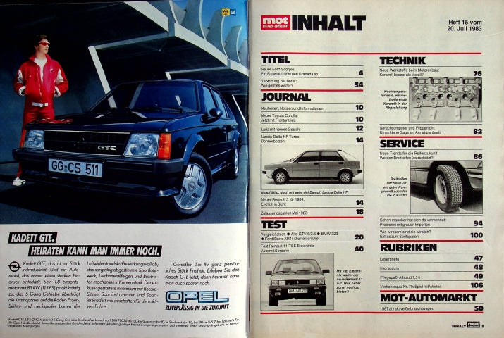 Inhaltsverzeichnis MOT 15/1983