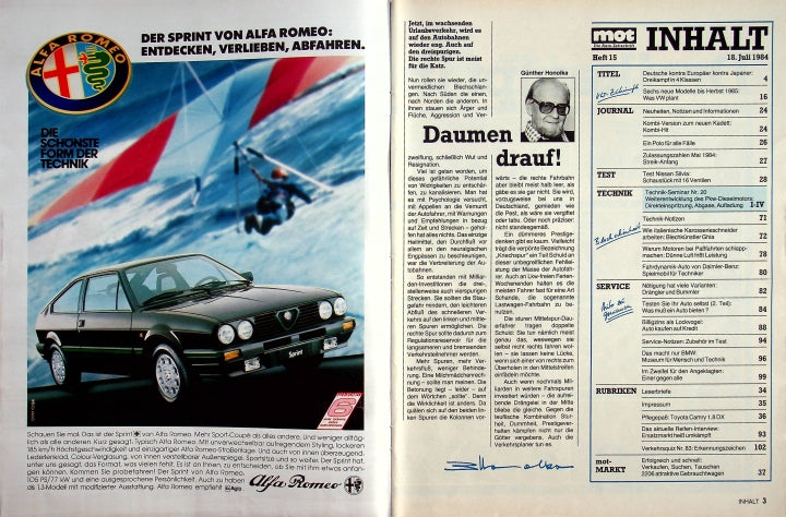 Inhaltsverzeichnis MOT 15/1984