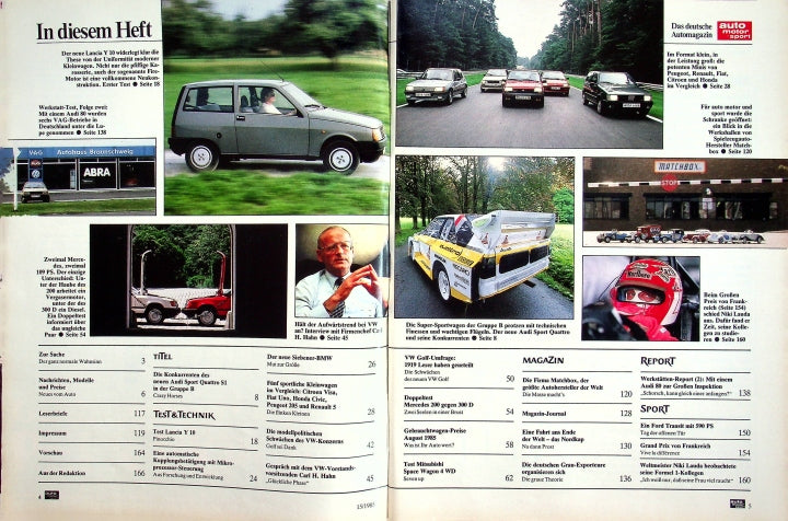 Inhaltsverzeichnis Auto Motor und Sport 15/1985