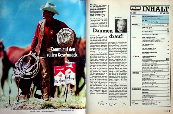 Inhaltsverzeichnis MOT 15/1985