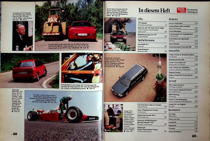 Inhaltsverzeichnis Auto Motor und Sport 15/1986