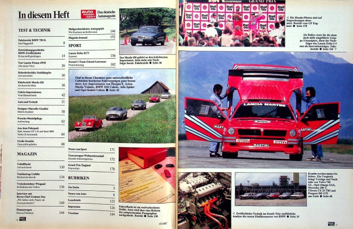 Inhaltsverzeichnis Auto Motor und Sport 15/1987