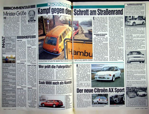 Inhaltsverzeichnis Auto Bild 15/1987
