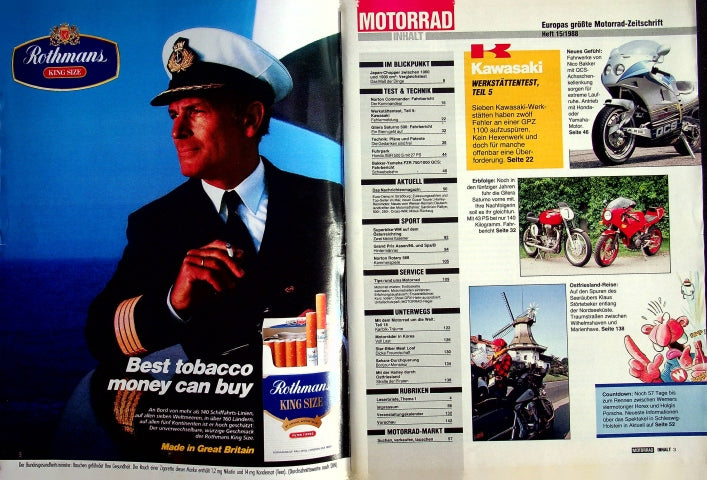 Inhaltsverzeichnis Motorrad 15/1988