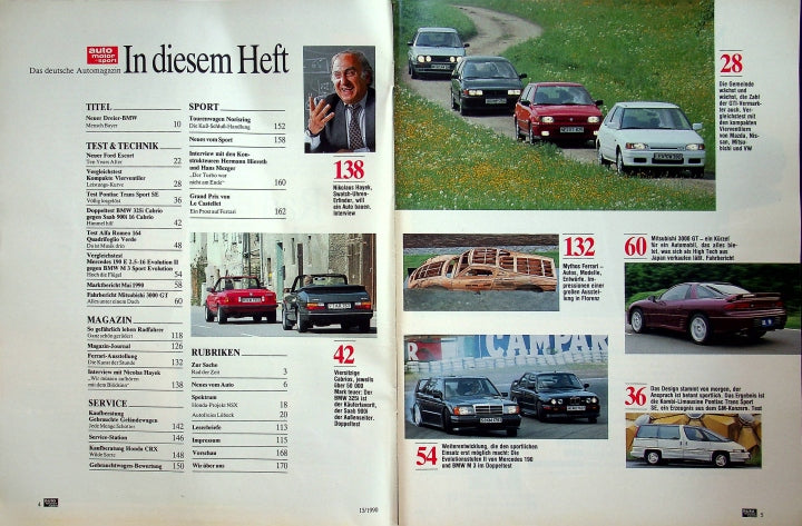Inhaltsverzeichnis Auto Motor und Sport 15/1990