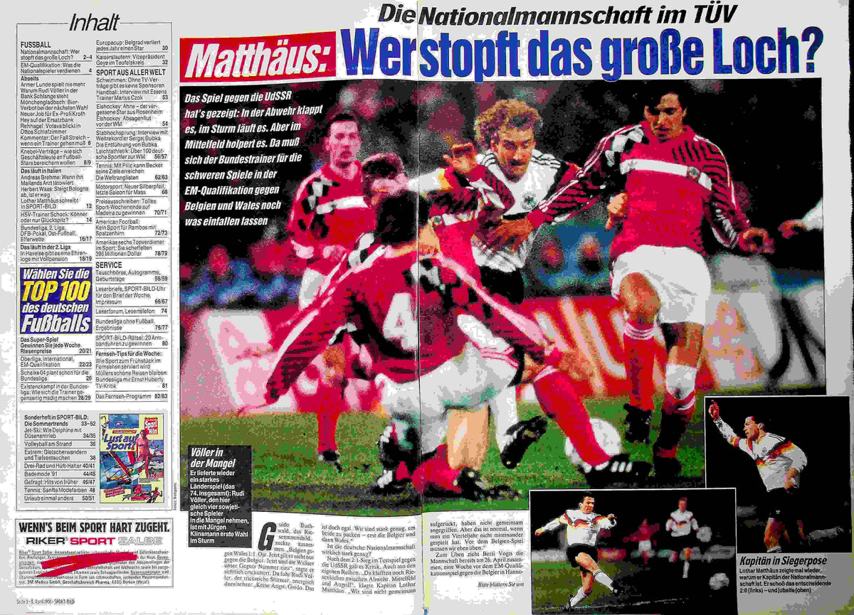 Inhaltsverzeichnis Sport Bild 15/1991