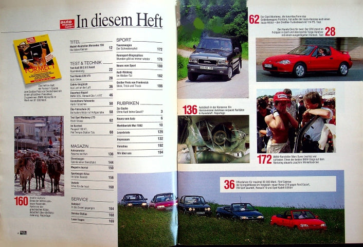 Inhaltsverzeichnis Auto Motor und Sport 15/1992