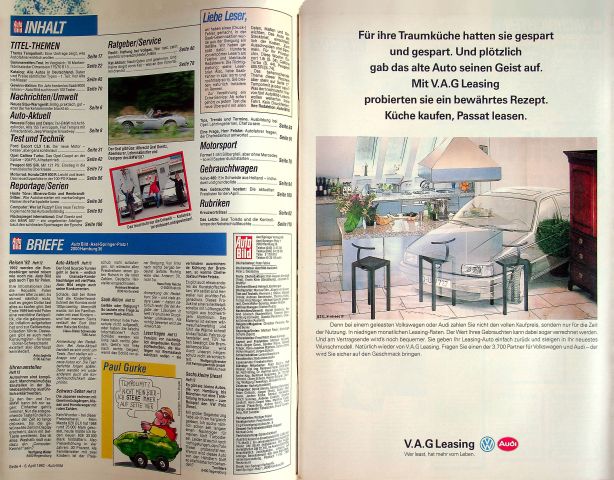 Inhaltsverzeichnis Auto Bild 15/1992