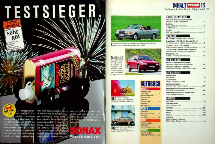 Inhaltsverzeichnis MOT 15/1992