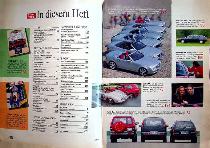 Inhaltsverzeichnis Auto Motor und Sport 15/1994