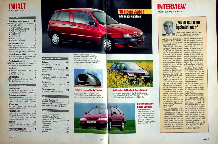 Inhaltsverzeichnis MOT 15/1994