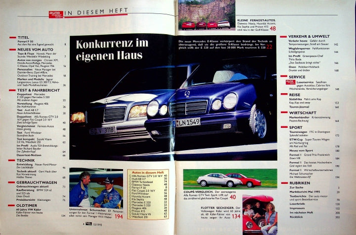 Inhaltsverzeichnis Auto Motor und Sport 15/1995