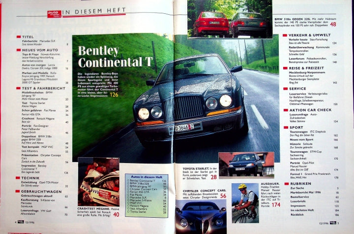 Inhaltsverzeichnis Auto Motor und Sport 15/1996