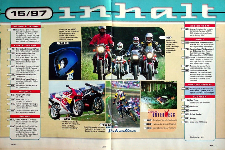 Inhaltsverzeichnis Motorrad 15/1997