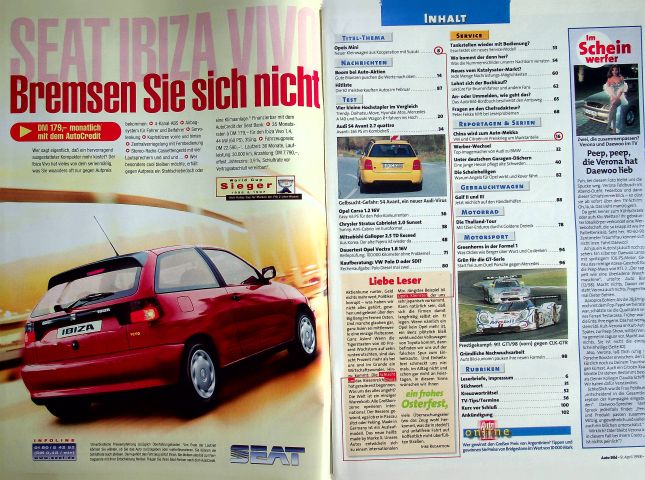 Inhaltsverzeichnis Auto Bild 15/1998