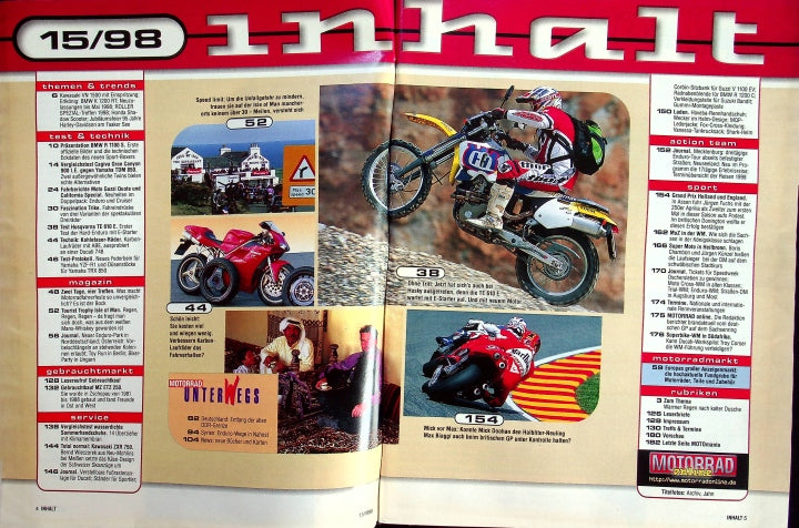 Inhaltsverzeichnis Motorrad 15/1998