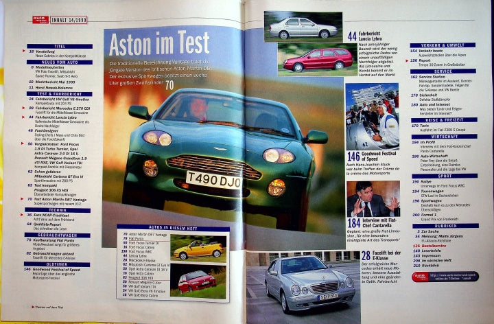 Inhaltsverzeichnis Auto Motor und Sport 15/1999