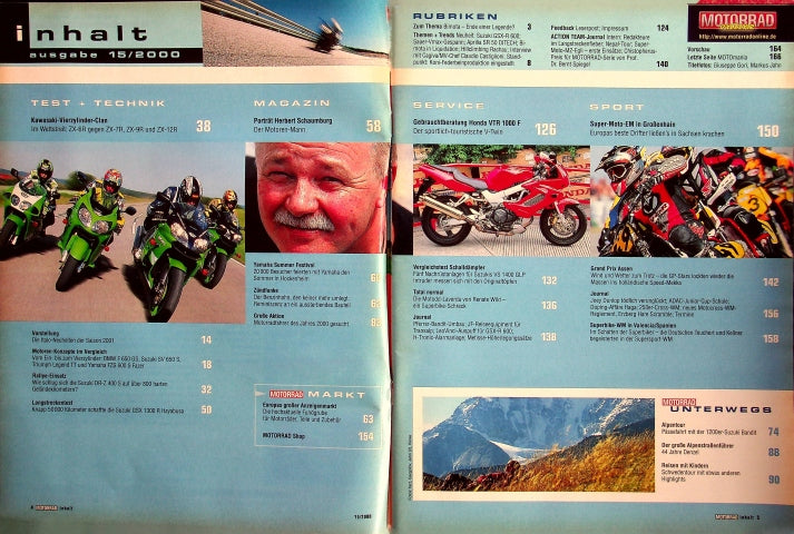 Inhaltsverzeichnis Motorrad 15/2000