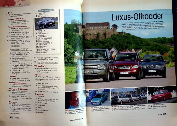Inhaltsverzeichnis Auto Motor und Sport 15/2002