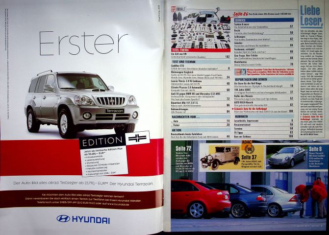Inhaltsverzeichnis Auto Bild 15/2003