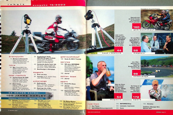 Inhaltsverzeichnis Motorrad 15/2003