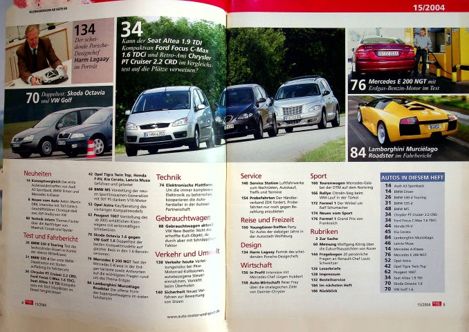 Inhaltsverzeichnis Auto Motor und Sport 15/2004