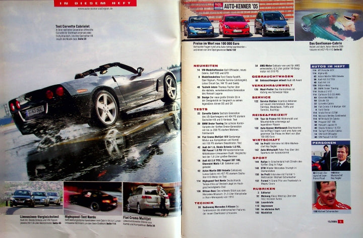 Inhaltsverzeichnis Auto Motor und Sport 15/2005