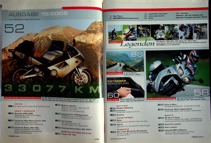 Inhaltsverzeichnis Motorrad 15/2005