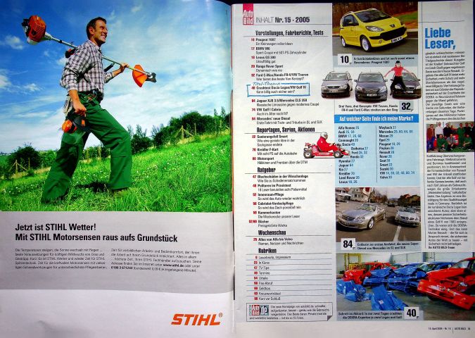 Inhaltsverzeichnis Auto Bild 15/2005